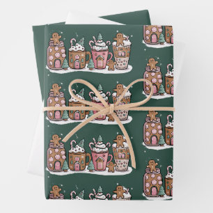 Lebkuchen-Weihnachts-Kaffee-Liebhaber-Latte-Geträn Geschenkpapier Set