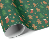 Lebkuchen-Weihnachts-Spaß Geschenkpapier (Rolleneckpunkt)