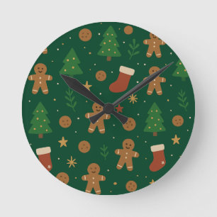Lebkuchen-Weihnachts-Spaß Runde Wanduhr