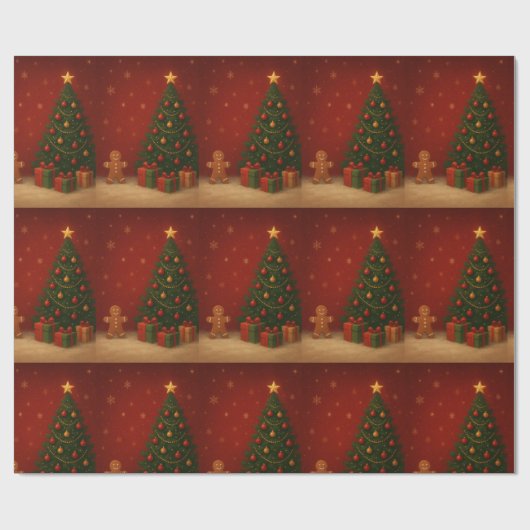 Lebkuchen-Weihnachtsbaum Geschenkpapier (Flach)