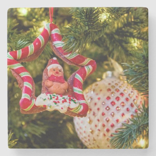 Lebkuchen Weihnachtsdekoration Steinuntersetzer (Vorderseite)