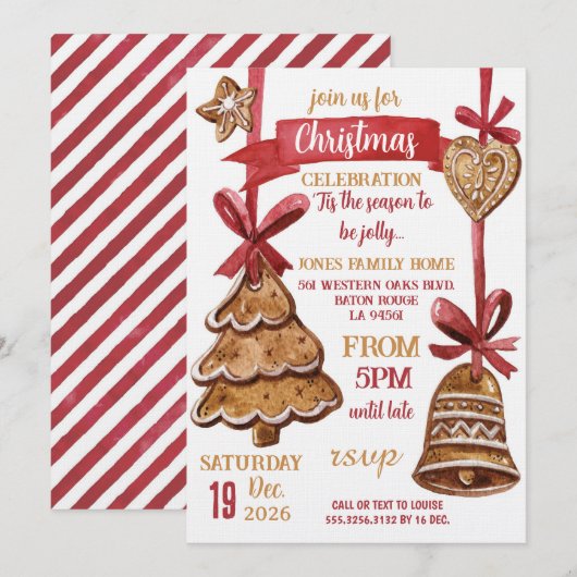 Lebkuchen-Weihnachtsfeier Einladung (Vorne/Hinten)