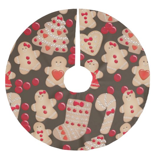 Lebkuchen Weihnachtsfeiertag Polyester Weihnachtsbaumdecke (Vorderseite)