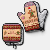 Lebkuchen Weihnachtsgebäck Party Ofenhandschuh & Topflappen-Set (Vorderseite/Rückseite)