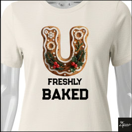 Lebkuchen-Weihnachtsinitial Buchstabe U Tri-Blend Shirt