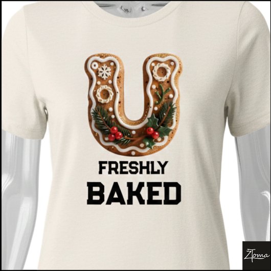Lebkuchen-Weihnachtsinitial Buchstabe U Tri-Blend Shirt