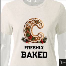 Lebkuchen-Weihnachtsinitiale Buchstabe C Tri-Blend Shirt