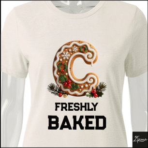 Lebkuchen-Weihnachtsinitiale Buchstabe C Tri-Blend Shirt