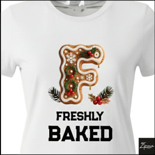 Lebkuchen-Weihnachtsinitiale Buchstabe F Tri-Blend Shirt