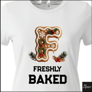Lebkuchen-Weihnachtsinitiale Buchstabe F Tri-Blend Shirt
