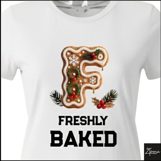 Lebkuchen-Weihnachtsinitiale Buchstabe F Tri-Blend Shirt