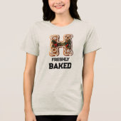Lebkuchen-Weihnachtsinitiale Buchstabe H Tri-Blend Shirt (Vorderseite)