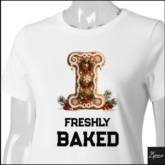 Lebkuchen-Weihnachtsinitiale Buchstabe I Tri-Blend Shirt