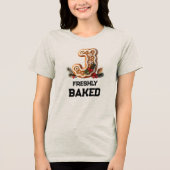 Lebkuchen-Weihnachtsinitiale Buchstabe J Tri-Blend Shirt (Vorderseite)