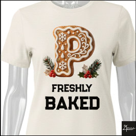 Lebkuchen-Weihnachtsinitiale Buchstabe P Tri-Blend Shirt