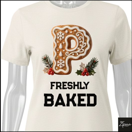 Lebkuchen-Weihnachtsinitiale Buchstabe P Tri-Blend Shirt