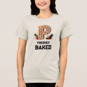 Lebkuchen-Weihnachtsinitiale Buchstabe P Tri-Blend Shirt (Vorderseite)