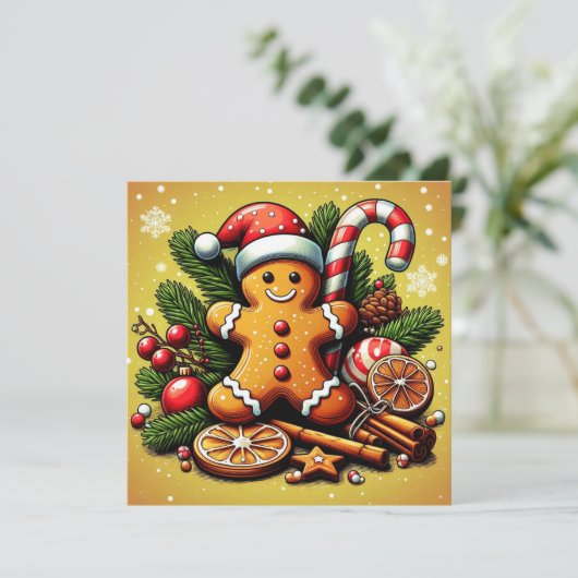 Lebkuchen Weihnachtskarte! Feiertagskarte (Stehend Vorderseite)