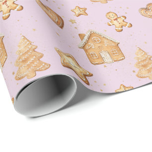 Lebkuchen-Weihnachtskekse Blassrosa  Geschenkpapier