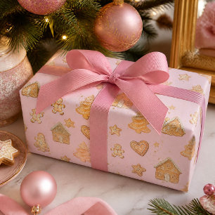Lebkuchen-Weihnachtskekse Blassrosa Geschenkpapier