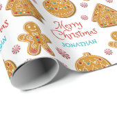 Lebkuchen Weihnachtskekse Individuelle Name Feiert Geschenkpapier (Rolleneckpunkt)