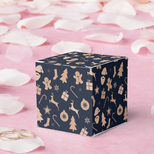 Lebkuchen, Weihnachtsmann und Weihnachtsbaummuster Geschenkschachtel (Hochzeit)