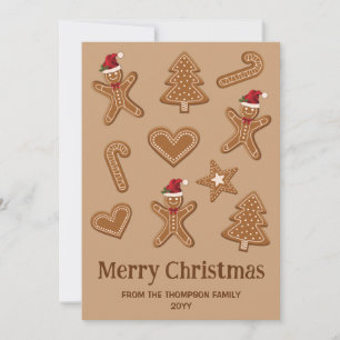 Lebkuchen-Weihnachtsplätzchen-Formen auf Braun Feiertagskarte