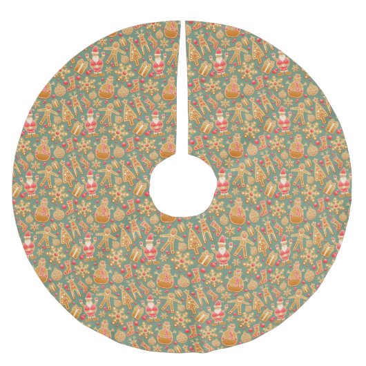 Lebkuchen-Weihnachtsplätzchen Polyester Weihnachtsbaumdecke (Vorderseite)