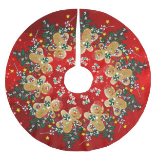 Lebkuchen-WeihnachtsSüßigkeiten Polyester Weihnachtsbaumdecke
