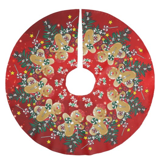 Lebkuchen-WeihnachtsSüßigkeiten Polyester Weihnachtsbaumdecke (Vorderseite)