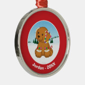 Lebkuchen-Welpe Silbernes Ornament (Rechts)