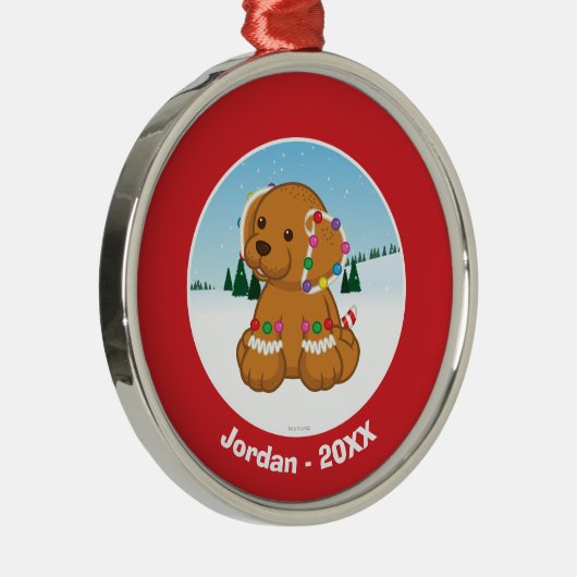 Lebkuchen-Welpe Silbernes Ornament (Rechts)