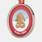 Lebkuchen-Welpe Silbernes Ornament (Links)