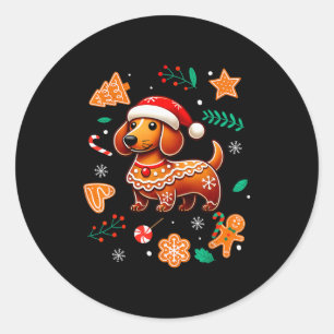 Lebkuchen Wiener Hund Liebhaber Dachshund Weihnach Runder Aufkleber