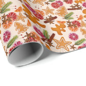 Lebkuchen Zitrusfrüchte Gewürze Rustikaler Weihnac Geschenkpapier (Rolleneckpunkt)