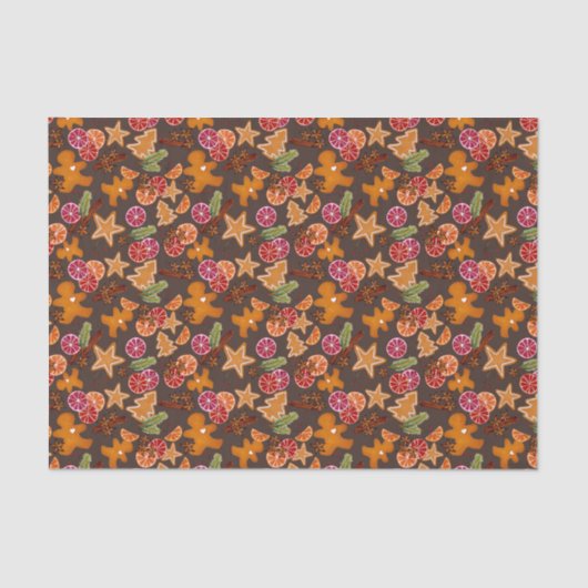 Lebkuchen Zitrusfrüchte Gewürze Rustikaler Weihnac Seidenpapier (Vorderseite)