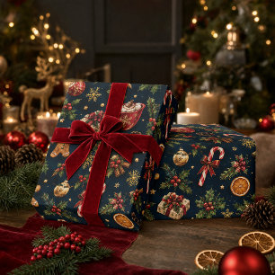 Lebkuchen-Zuckerrohr-Hot-Cocoa-Feiertagsmuster Geschenkpapier