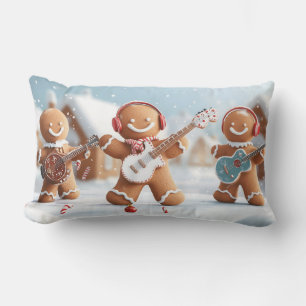 Lebkuchenband im Schnee spielen Lendenkissen