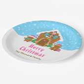 Lebkuchendekor Party Blau und Rosa Pappteller (Schrägansicht)