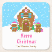 Lebkuchendekor Party Blau und Rosa Rechteckiger Pappuntersetzer (Vorderseite)