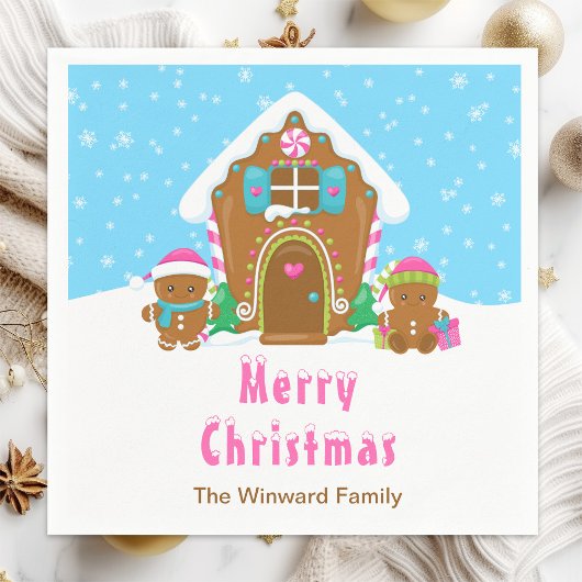 Lebkuchendekor Party Blau und Rosa Serviette