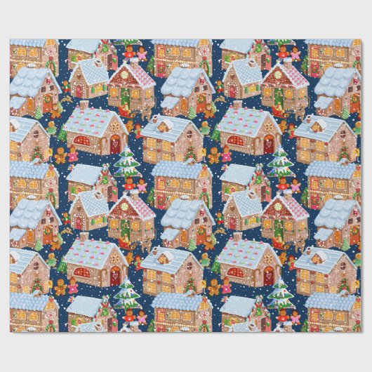 Lebkuchendorf (blau) geschenkpapier (Flach)