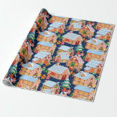 Lebkuchendorf (blau) geschenkpapier (Ungerollt)