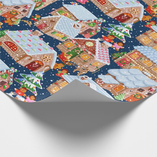 Lebkuchendorf (blau) geschenkpapier (Ecke)