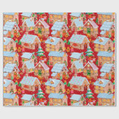 Lebkuchendorf (rot) geschenkpapier (Flach)
