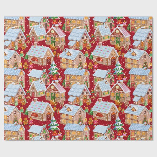 Lebkuchendorf (rot) geschenkpapier (Flach)