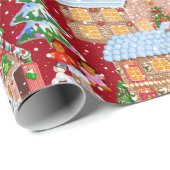 Lebkuchendorf (rot) geschenkpapier (Rolleneckpunkt)