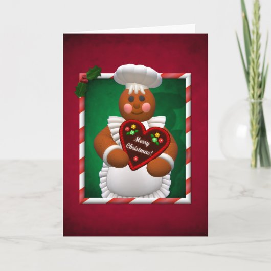 Lebkuchenfamilie: Bäckereimädchen Feiertagskarte (Vorderseite)