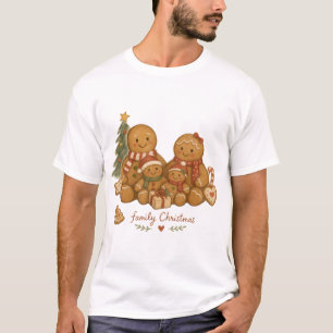 Lebkuchenfamilie mit Weihnachtsbaum Wasserfarbe T-Shirt