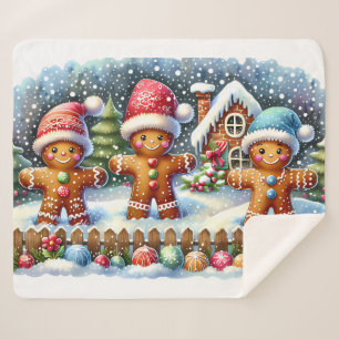 Lebkuchenfamilie Schneelandschaft Weihnachten Sherpadecke